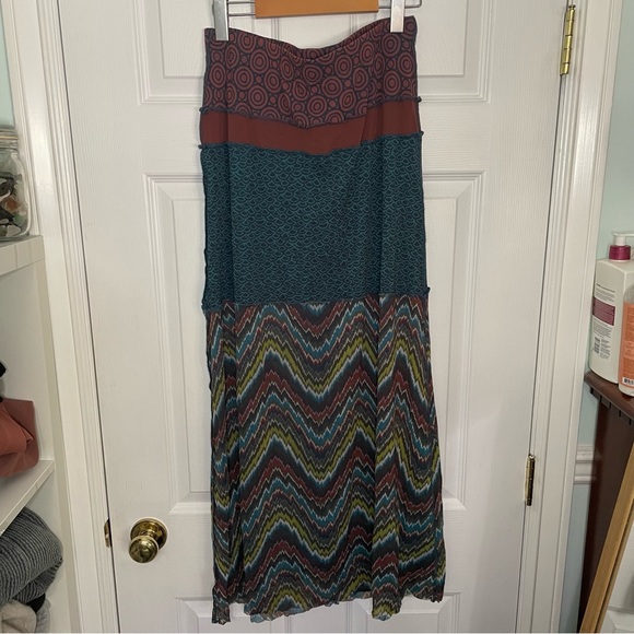 Anthropologie Weston Wear Mixed Print Bohemian Maxi Skirt Large - Picture 3 of 10